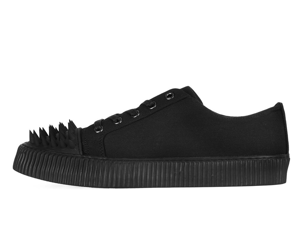 T.U.K. Shoes A3428 Black Twill  Spiked  Lace Up Sneaker