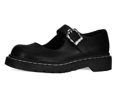 T.U.K. Shoes T2358 Black Suede Flower Buckle Mary Jane