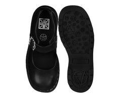 T.U.K. Shoes T2358 Black Suede Flower Buckle Mary Jane