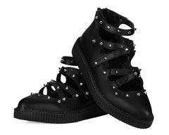 T.U.K. Shoes A3421L Black Studded Cross Strap Mary Jane