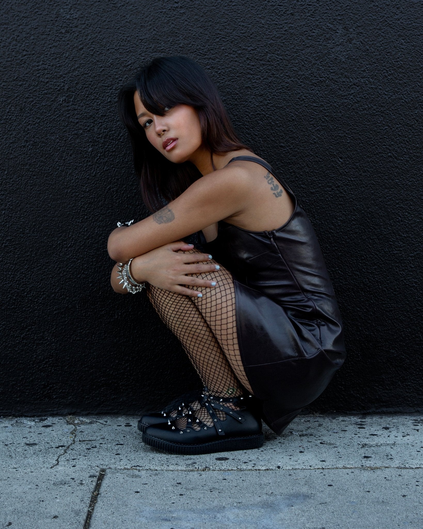 T.U.K. Shoes A3421L Black Studded Cross Strap Mary Jane