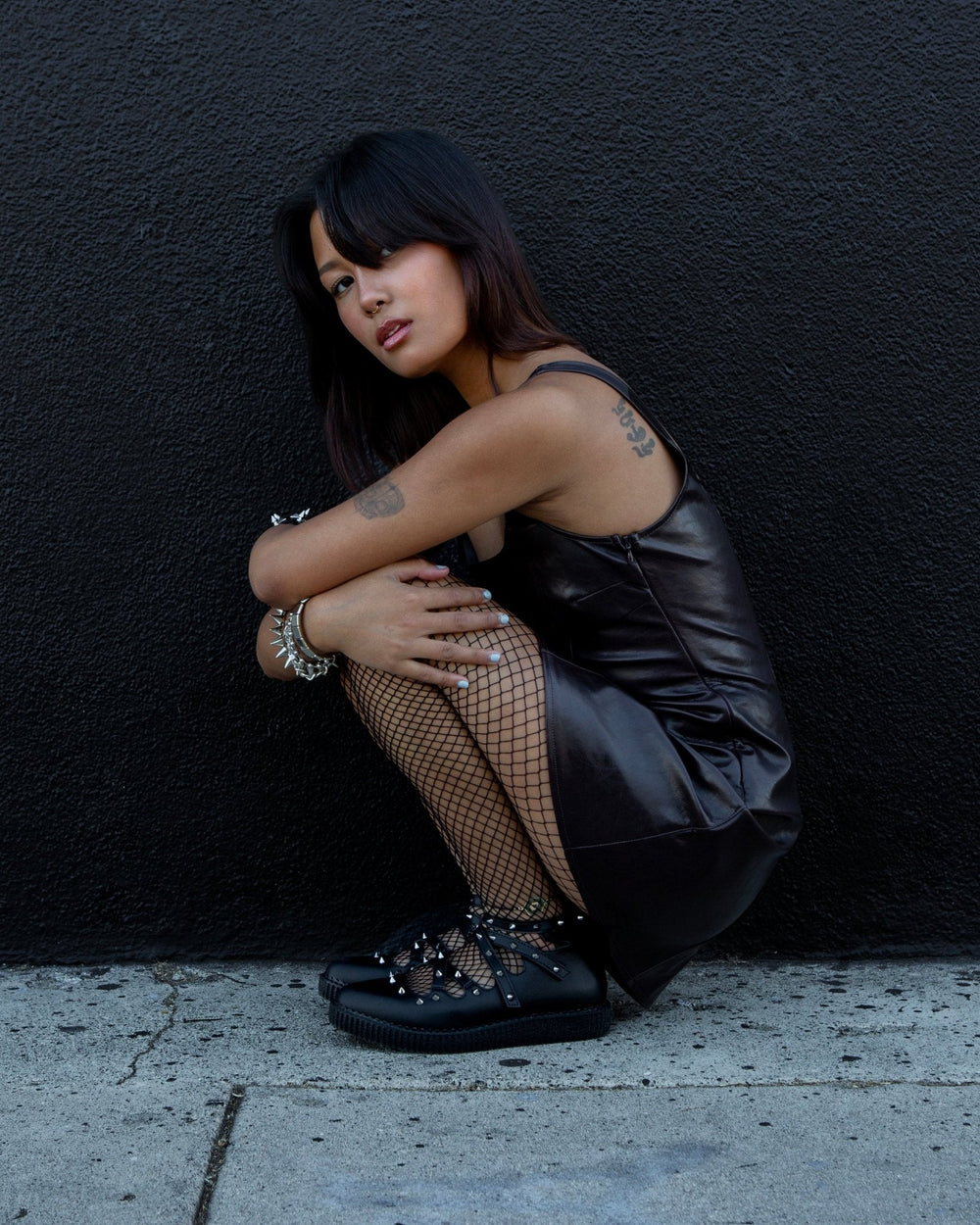 T.U.K. Shoes A3421L Black Studded Cross Strap Mary Jane