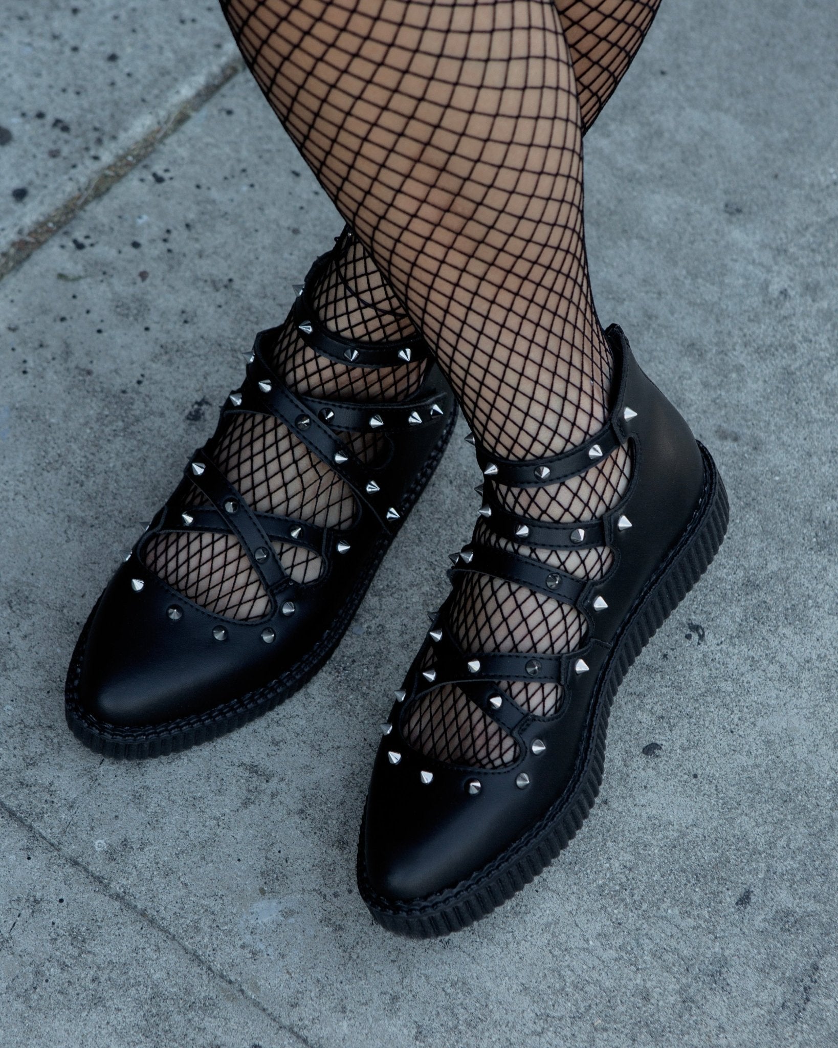 T.U.K. Shoes A3421L Black Studded Cross Strap Mary Jane
