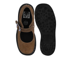 T.U.K. Shoes T2359 Brown Suede Flower Buckle Mary Jane