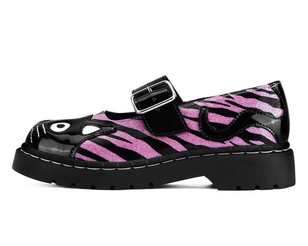 T.U.K. Shoes T2365 Black & Pink Zebra Kitty Mary Jane