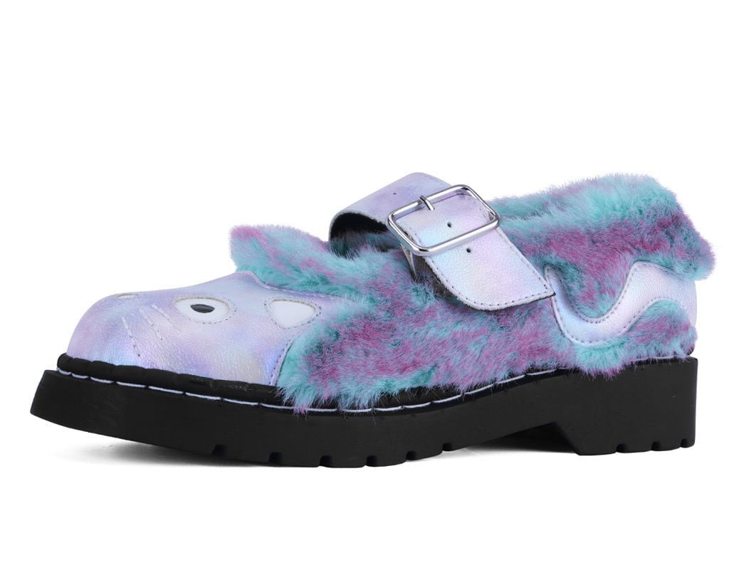 T.U.K. Shoes Teal & Pink Furry Kitty Mary Jane
