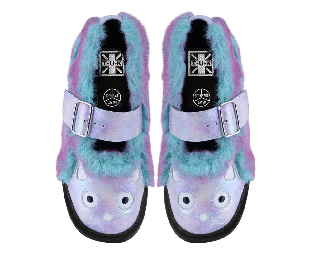 T.U.K. Shoes Teal & Pink Furry Kitty Mary Jane