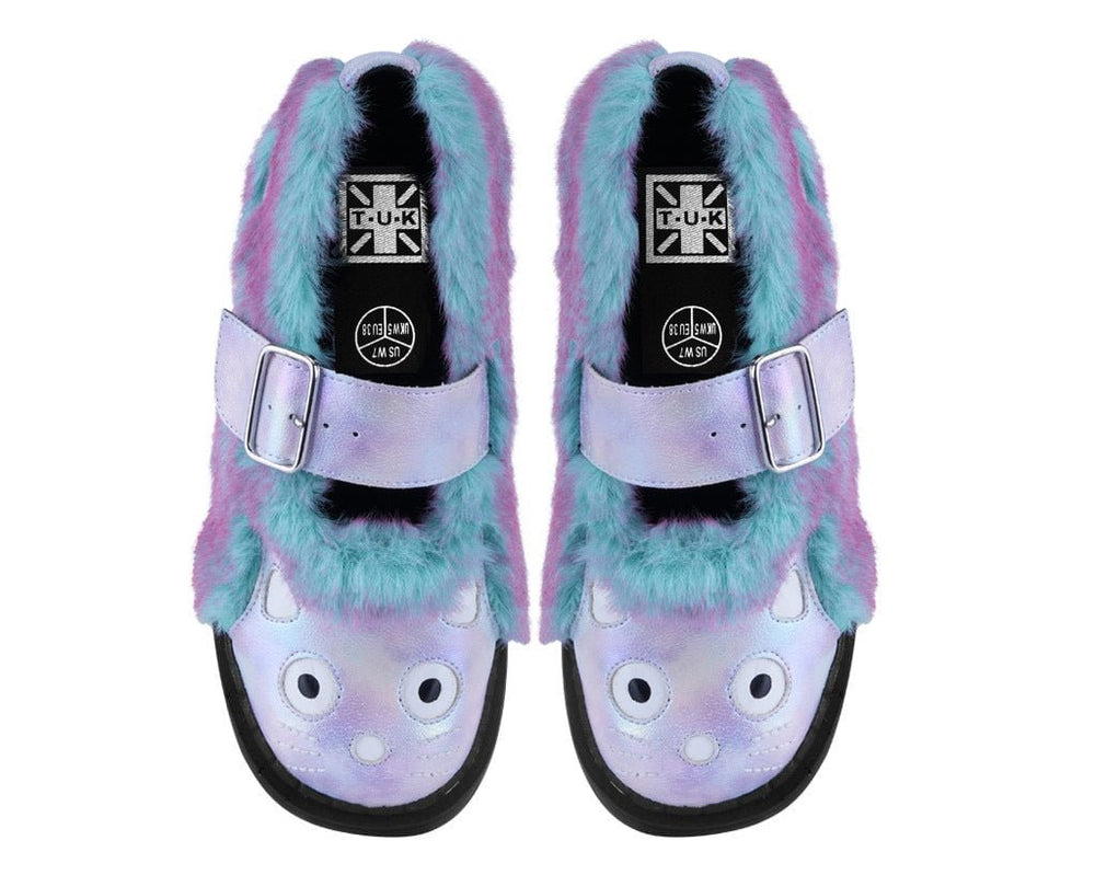 T.U.K. Shoes Teal & Pink Furry Kitty Mary Jane