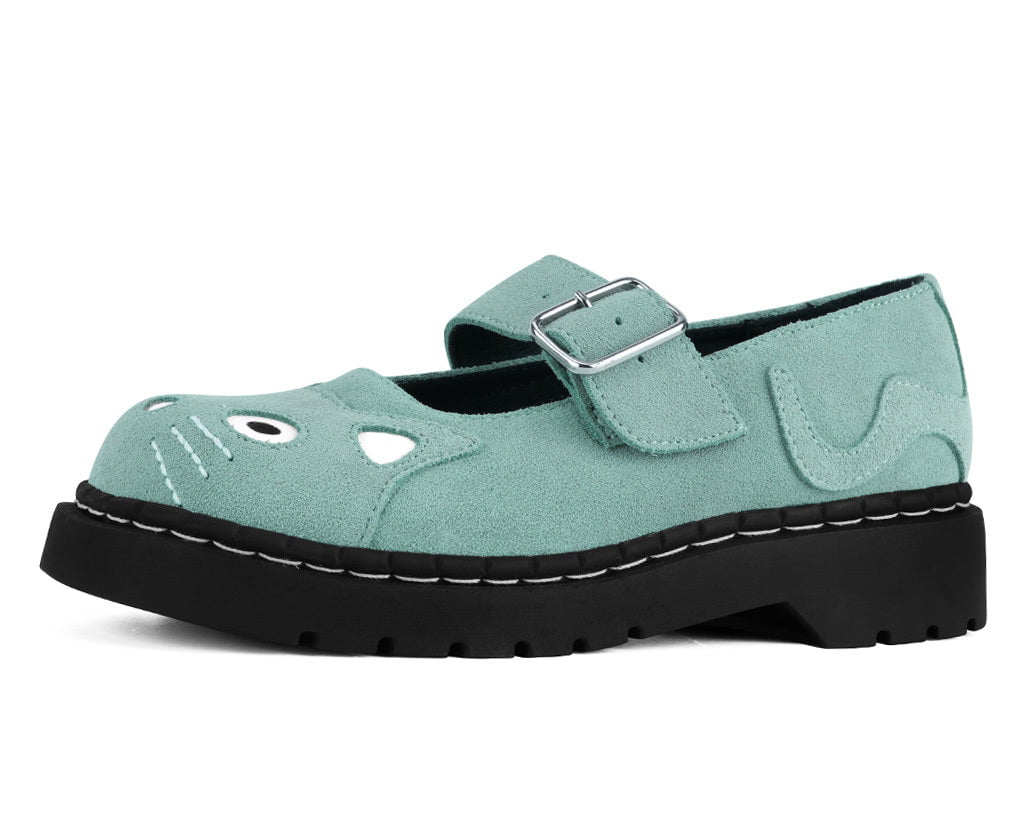 T.U.K. Shoes Pale Blue Suede Kitty Mary Jane