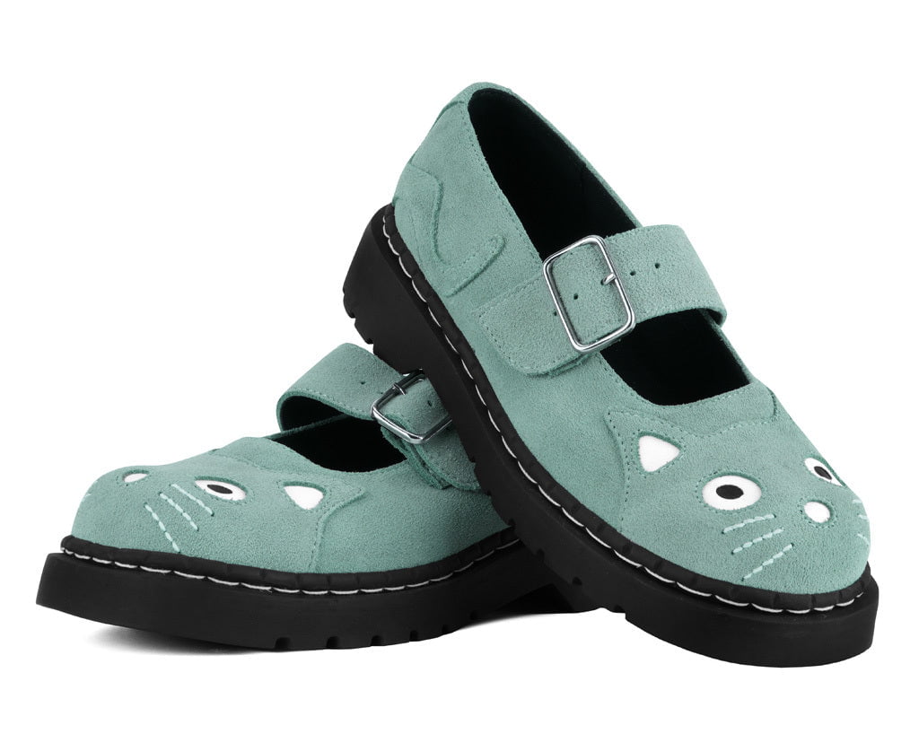 T.U.K. Shoes Pale Blue Suede Kitty Mary Jane