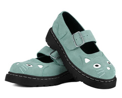 T.U.K. Shoes Pale Blue Suede Kitty Mary Jane