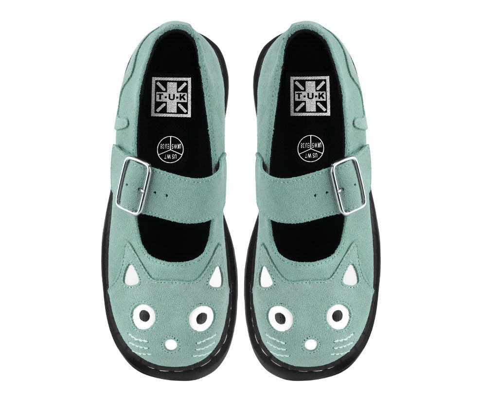 T.U.K. Shoes Pale Blue Suede Kitty Mary Jane