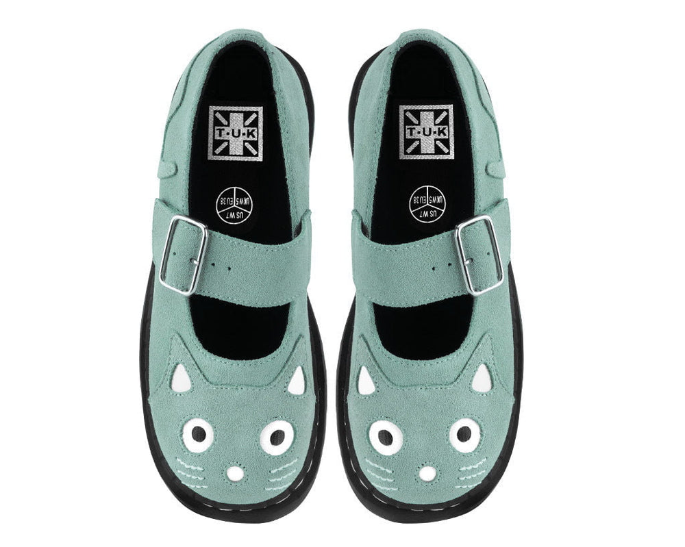T.U.K. Shoes Pale Blue Suede Kitty Mary Jane