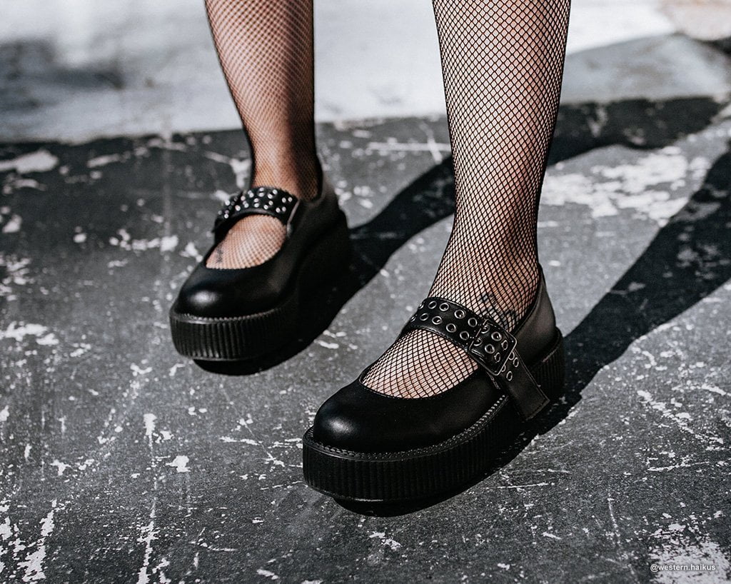 T.U.K. Shoes V9595L Black TUKskin™ Mary Jane Viva Mondo Creeper