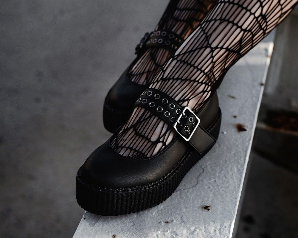 T.U.K. Shoes V9595L Black TUKskin™ Mary Jane Viva Mondo Creeper