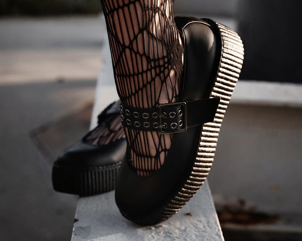 T.U.K. Shoes V9595L Black TUKskin™ Mary Jane Viva Mondo Creeper