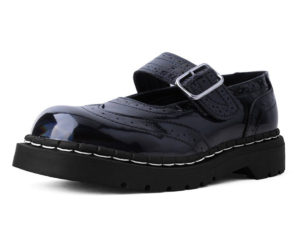 T.U.K. Shoes T2319 Black Prism Brogue Mary Jane