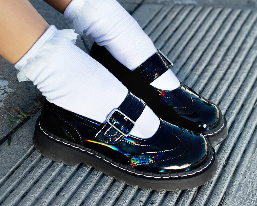 T.U.K. Shoes T2319 Black Prism Brogue Mary Jane