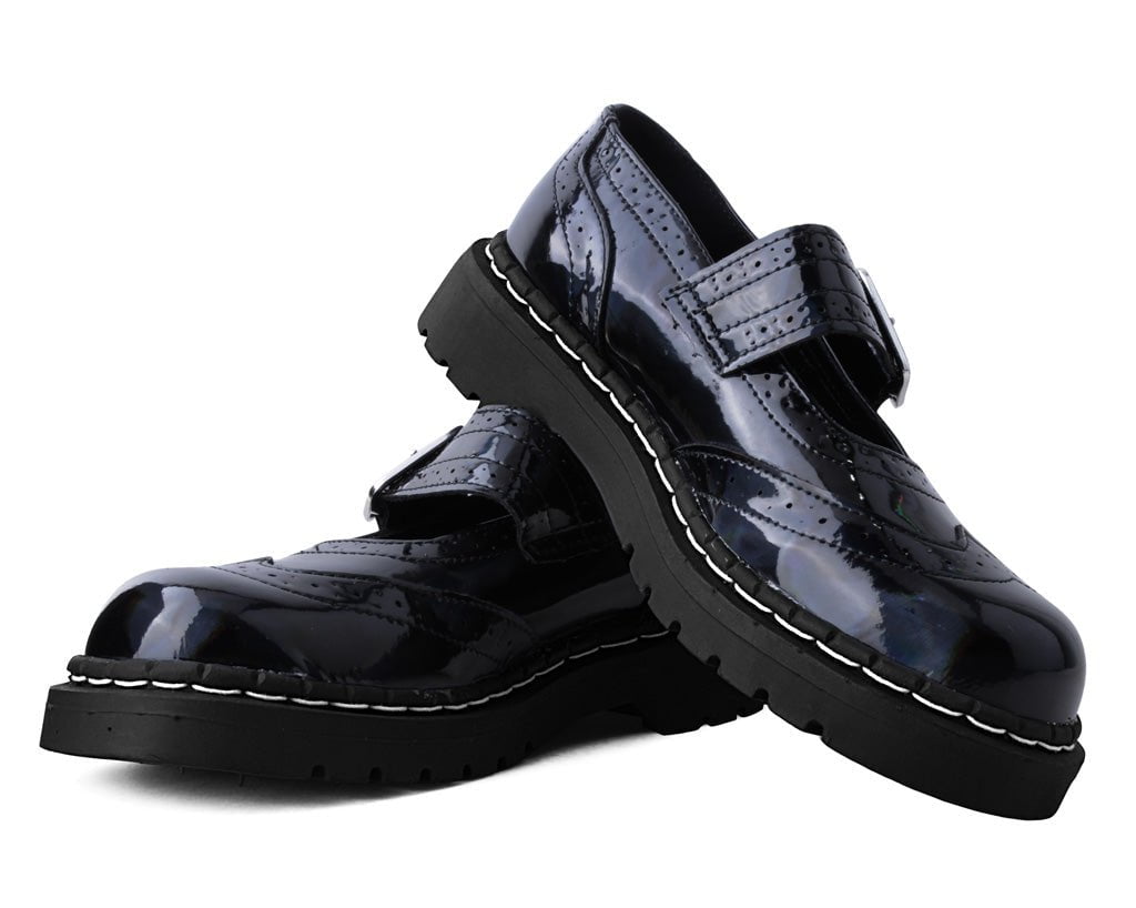 T.U.K. Shoes T2319 Black Prism Brogue Mary Jane