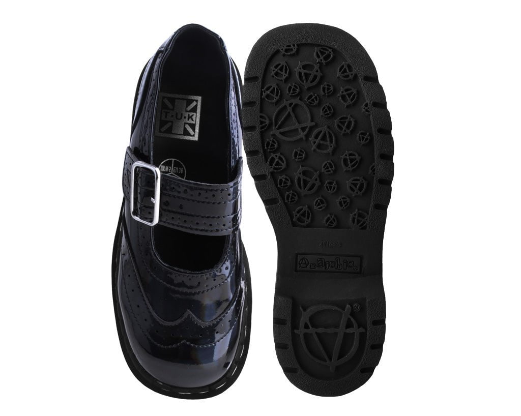 T.U.K. Shoes T2319 Black Prism Brogue Mary Jane