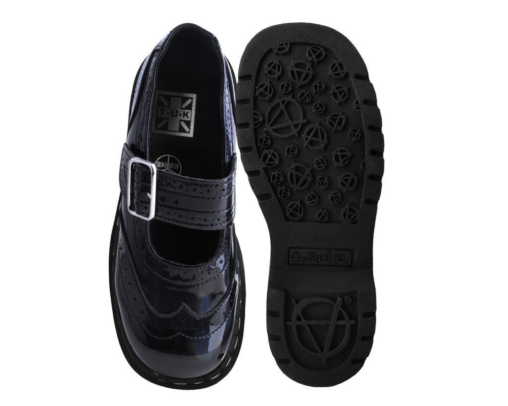 T.U.K. Shoes T2319 Black Prism Brogue Mary Jane