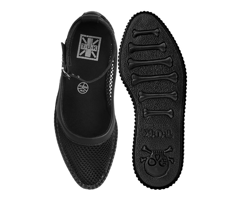 T.U.K. Shoes A3211L Black Fishnet Pointed Ballet Creeper