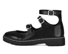 T.U.K. Shoes T2354 Black calf TUKskin 3 Strap Mary Jane