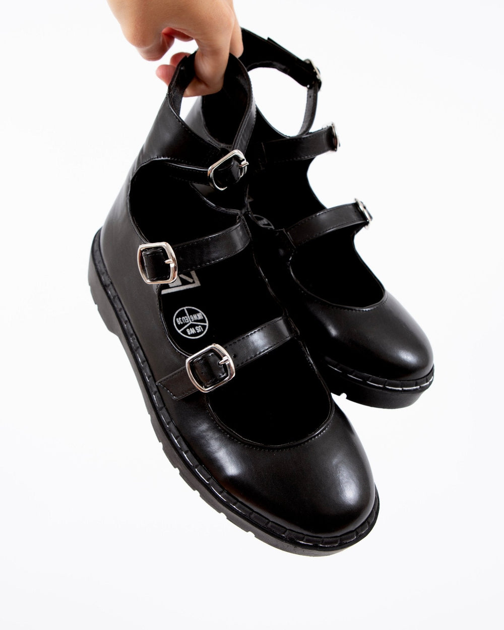 T.U.K. Shoes T2354 Black calf TUKskin 3 Strap Mary Jane