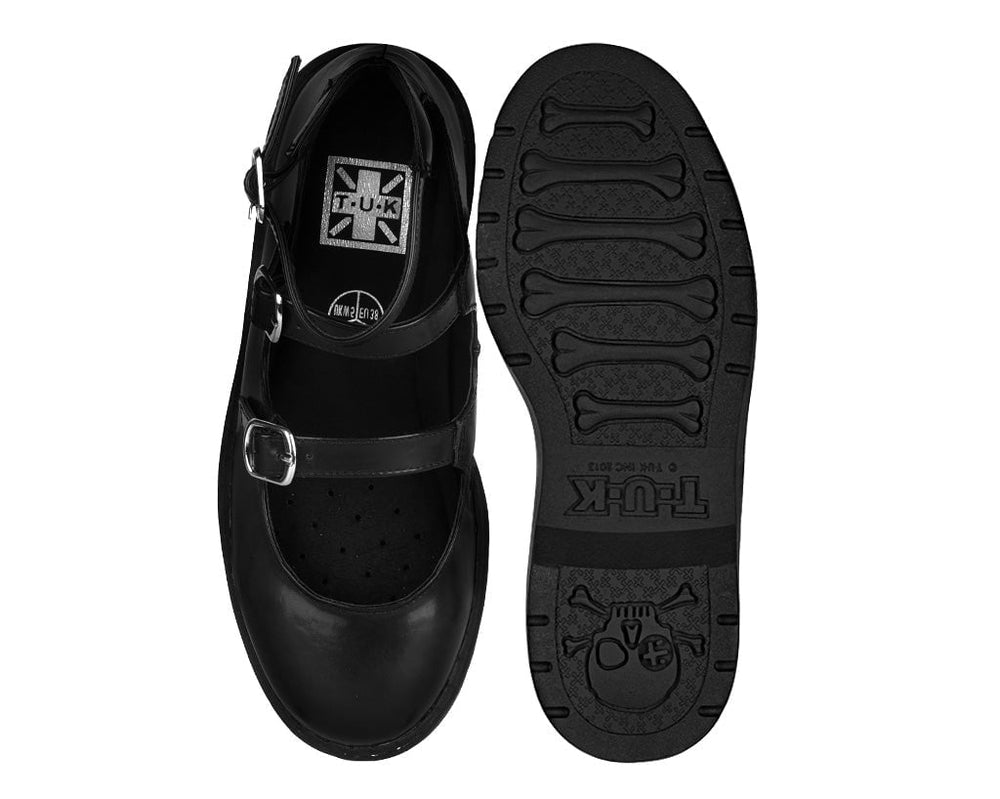 T.U.K. Shoes T2354 Black calf TUKskin 3 Strap Mary Jane