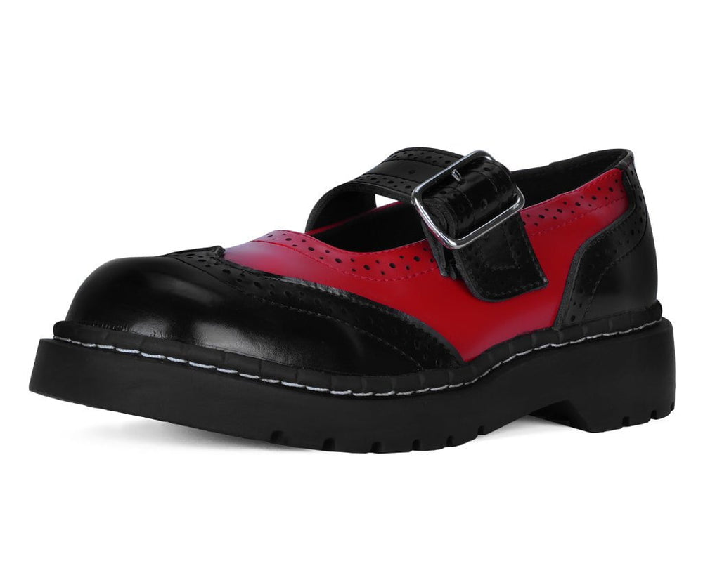 T.U.K. Shoes T2348 Black & Red Brogue Mary Jane