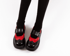 T.U.K. Shoes T2348 Black & Red Brogue Mary Jane
