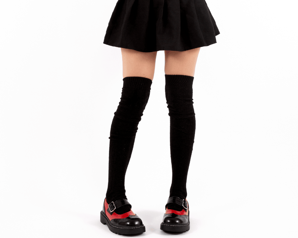 T.U.K. Shoes T2348 Black & Red Brogue Mary Jane