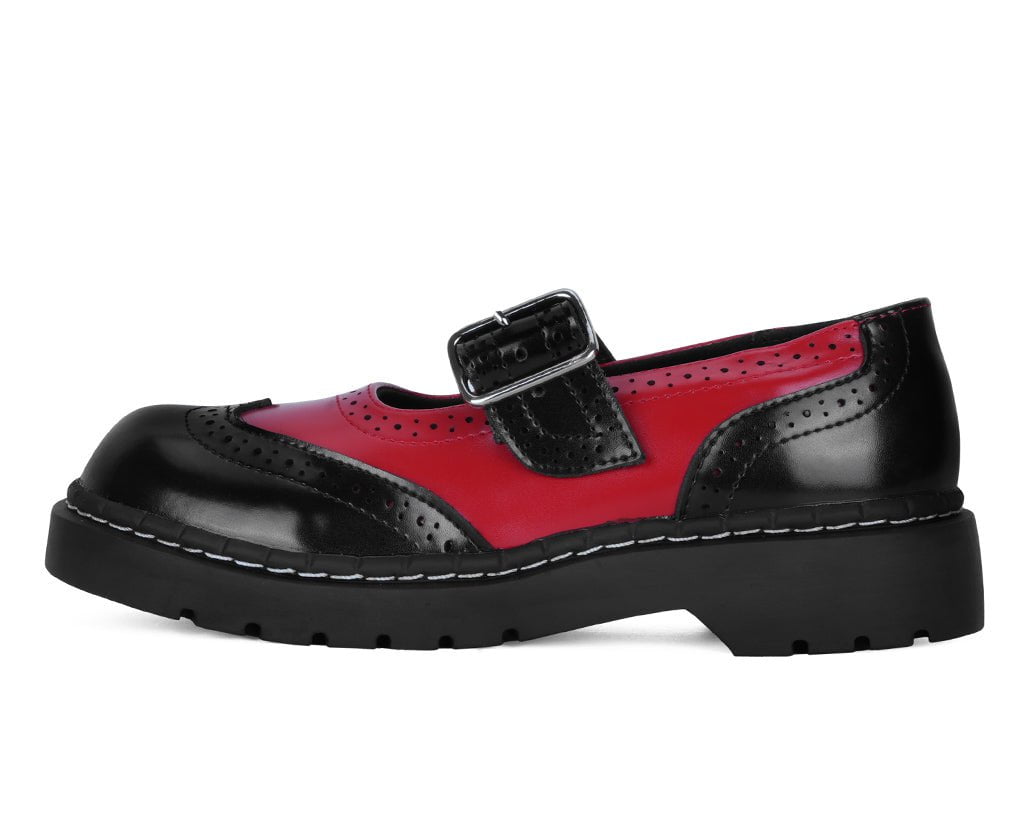 T.U.K. Shoes T2348 Black & Red Brogue Mary Jane