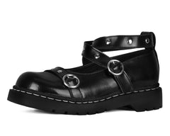 T.U.K. Shoes T2355 Black Leather Studded Ankle Strap Mary Jane