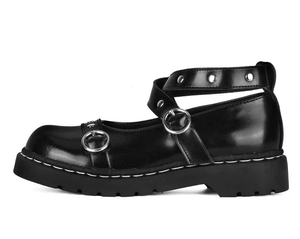 T.U.K. Shoes T2355 Black Leather Studded Ankle Strap Mary Jane