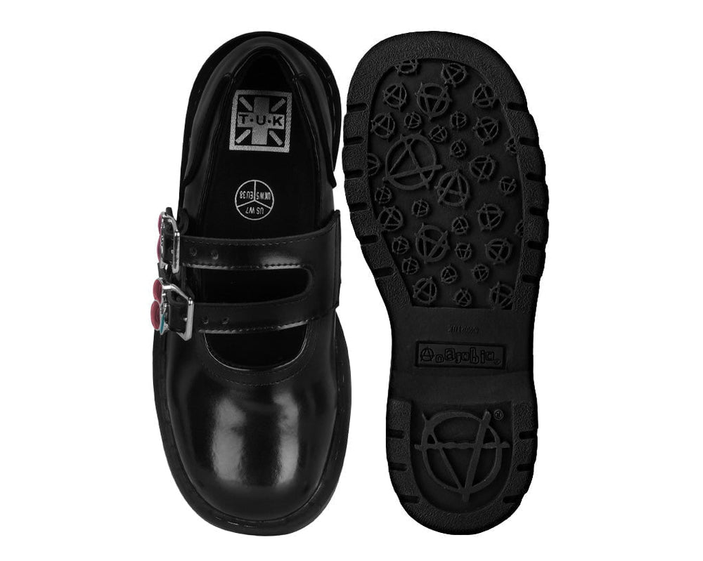 T.U.K. Shoes T2345 Black Leather Cherry Buckle Mary Jane