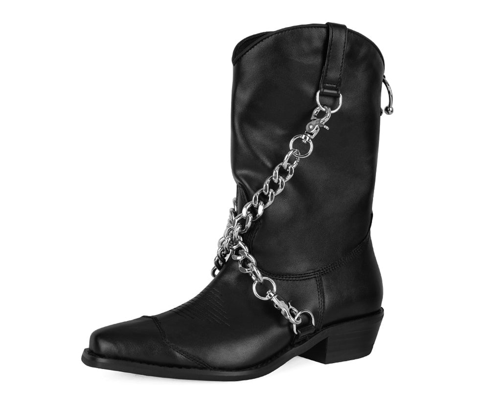 T.U.K. Shoes A3220L Black Chain Western Boot
