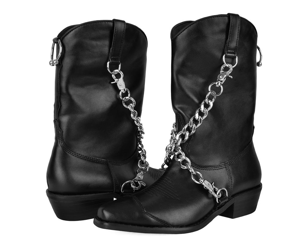 T.U.K. Shoes A3220L Black Chain Western Boot
