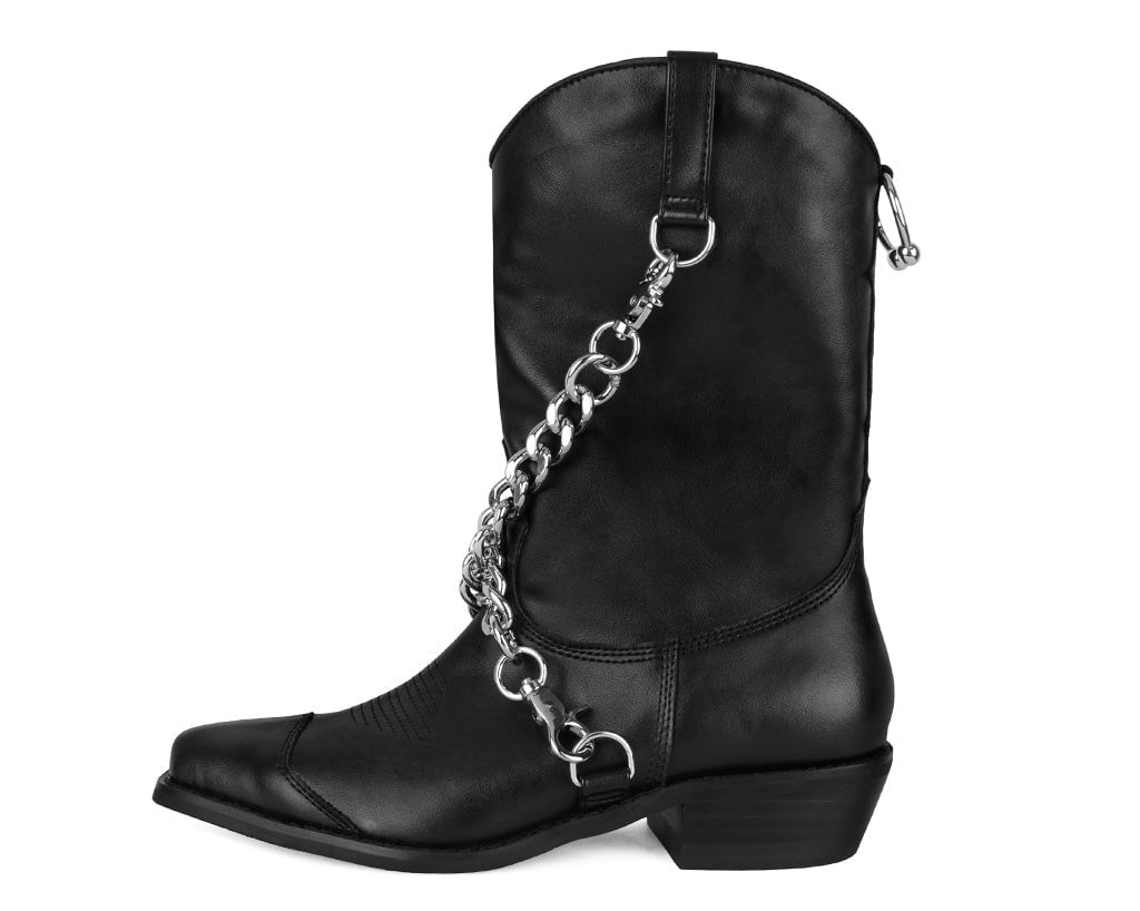 T.U.K. Shoes A3220L Black Chain Western Boot