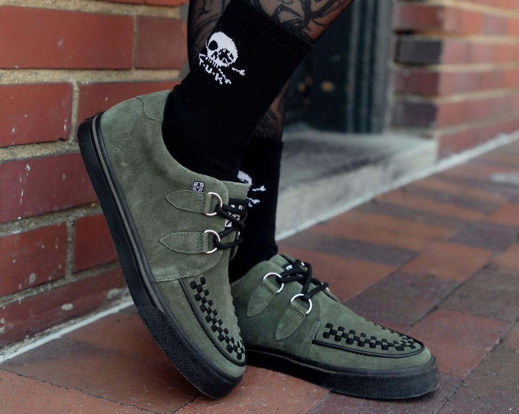 T.U.K. Shoes A3330 Olive Green Suede Creeper Sneaker