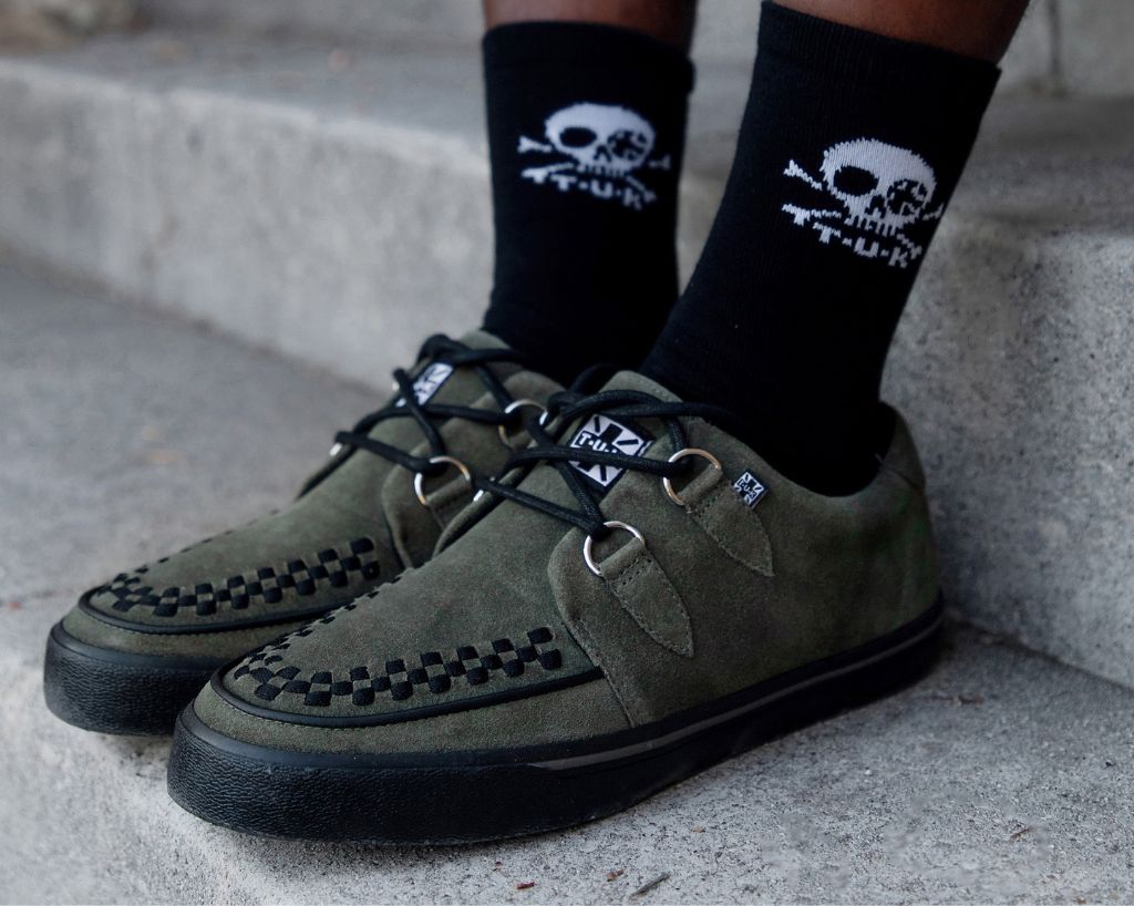T.U.K. Shoes A3330 Olive Green Suede Creeper Sneaker