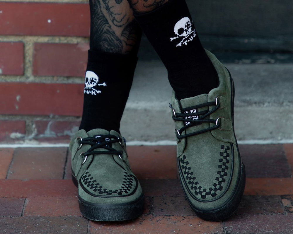 T.U.K. Shoes A3330 Olive Green Suede Creeper Sneaker