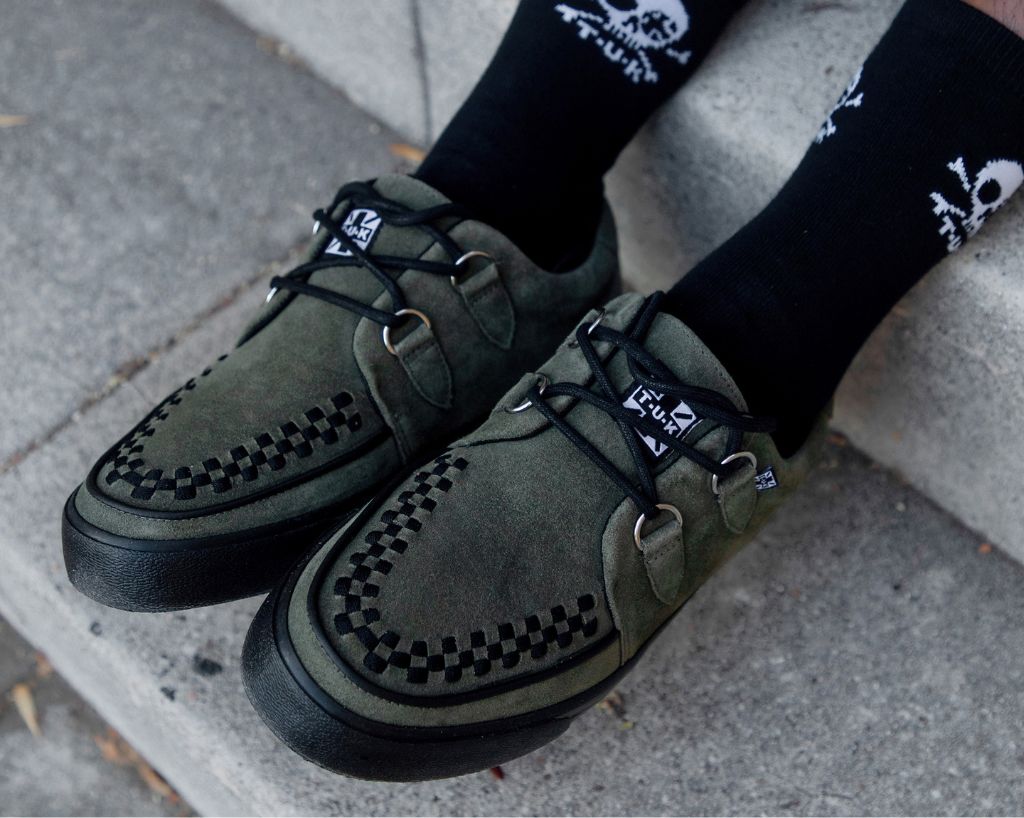 T.U.K. Shoes A3330 Olive Green Suede Creeper Sneaker