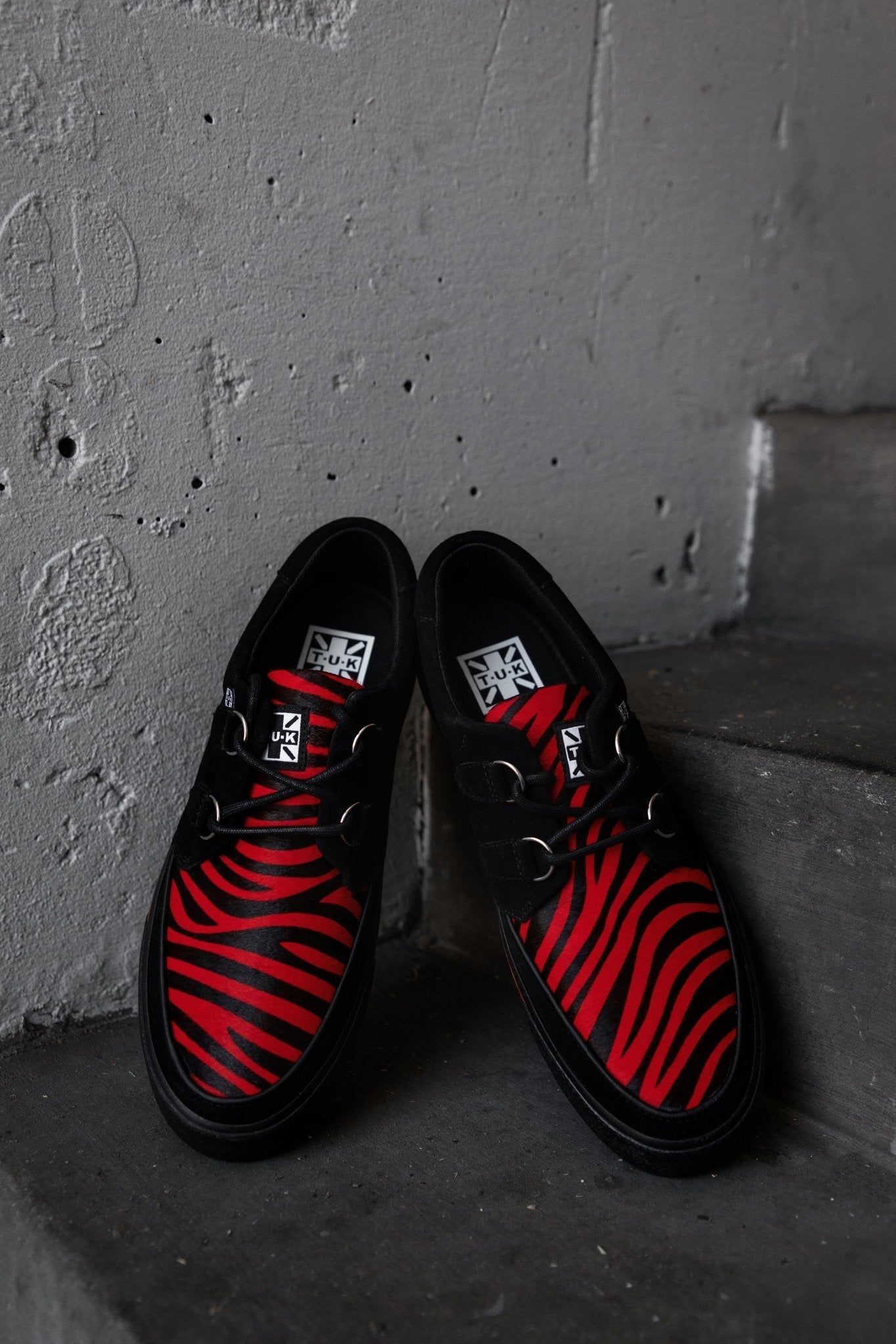 T.U.K. Shoes A3400 Black &Red Zebra Suede Creeper Sneaker