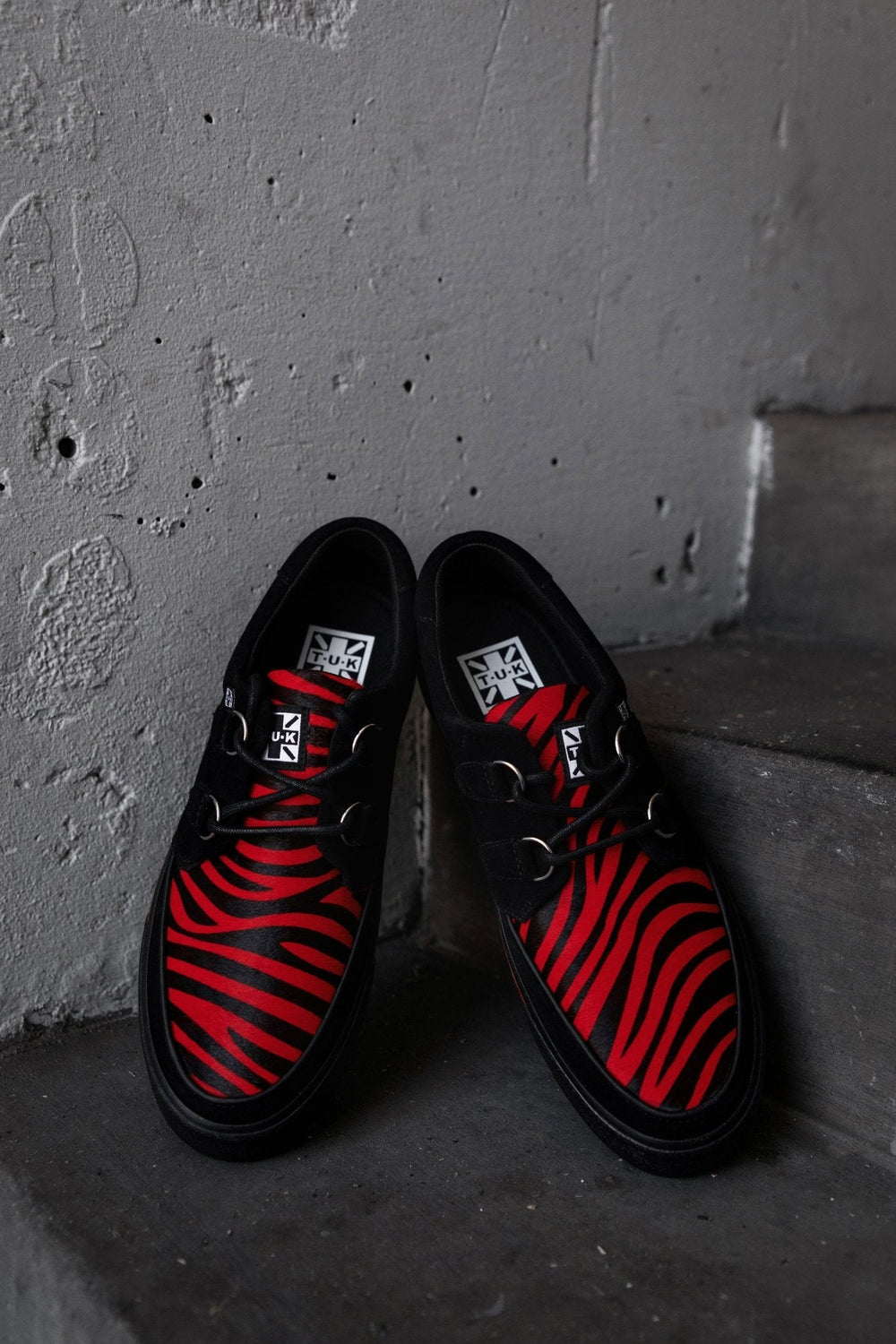 T.U.K. Shoes A3400 Black &Red Zebra Suede Creeper Sneaker
