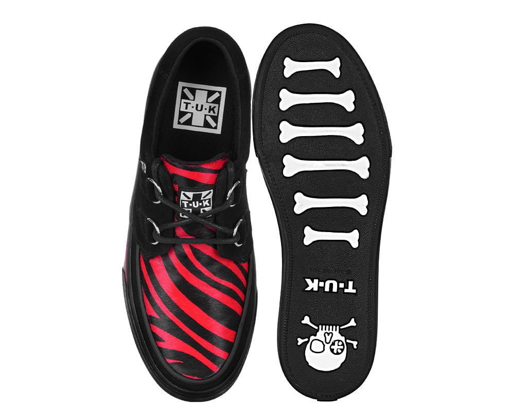 T.U.K. Shoes A3400 Black &Red Zebra Suede Creeper Sneaker