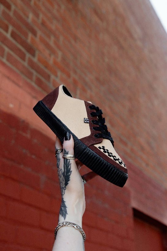 T.U.K. Shoes A3431 Tan & Brown Suede Lace-Up Creeper Sneaker