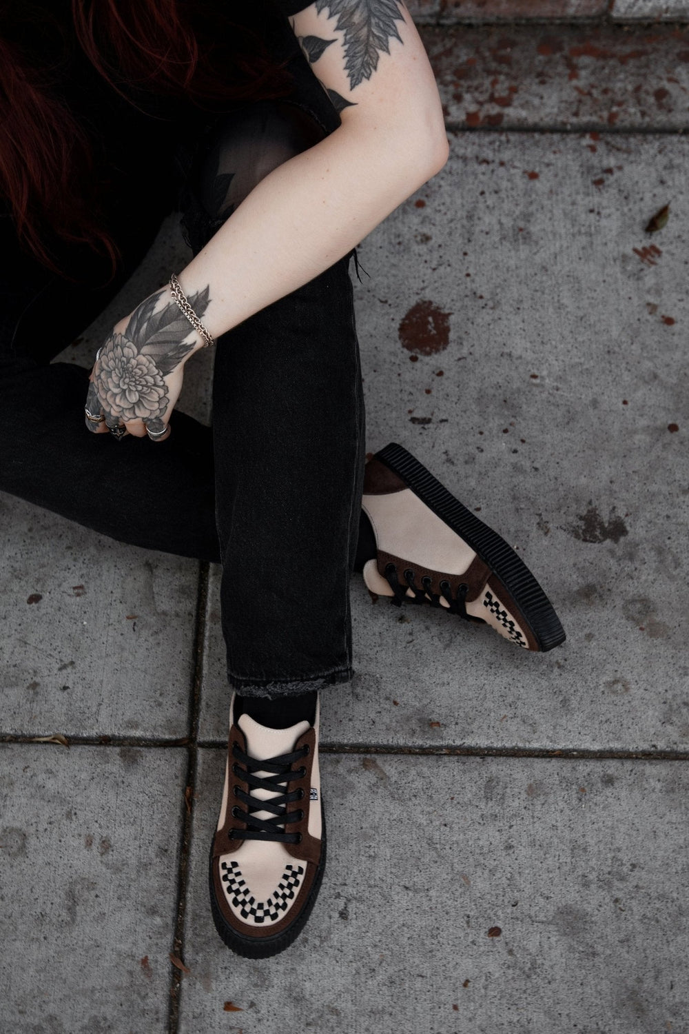 T.U.K. Shoes A3431 Tan & Brown Suede Lace-Up Creeper Sneaker
