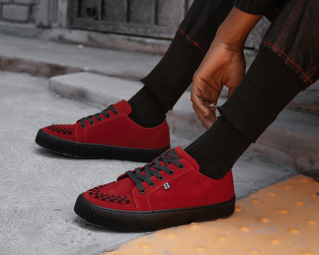T.U.K. Shoes A3316 Red Suede Lace-Up Creeper Sneaker