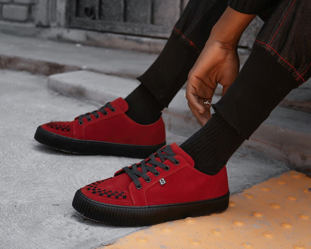 T.U.K. Shoes A3316 Red Suede Lace-Up Creeper Sneaker
